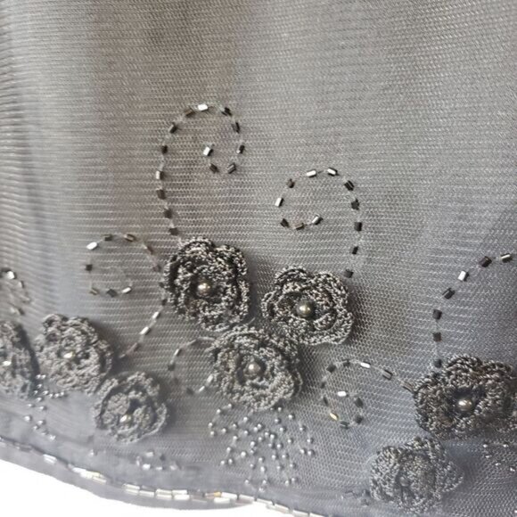 ABS BY ALLEN SCHWARTZ Beaded Floral Sleeveless Cocktail Dress - Picture 4 of 12